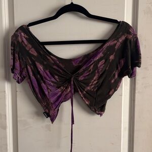Chic Women's Purple Tie-Dye Crop Top